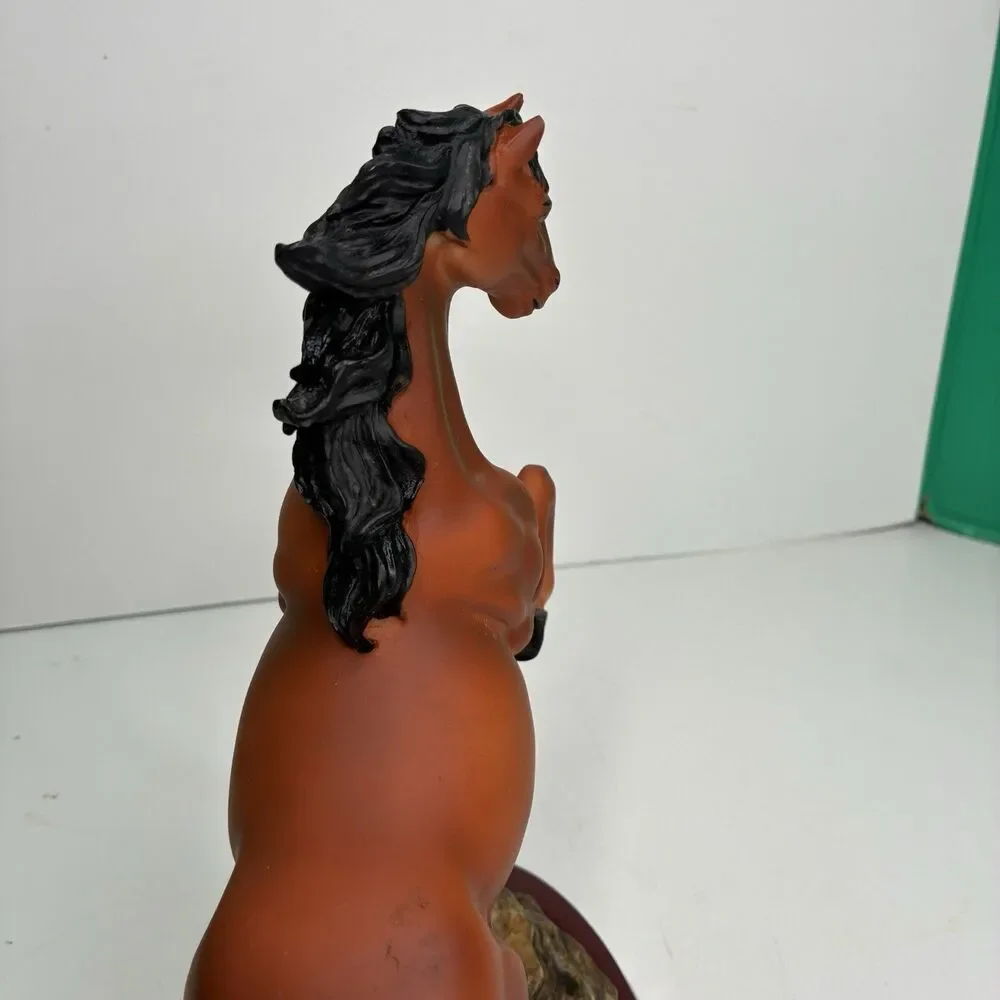 Ruby's Collection Brown Stallion Horse Figure On Wooden Base
